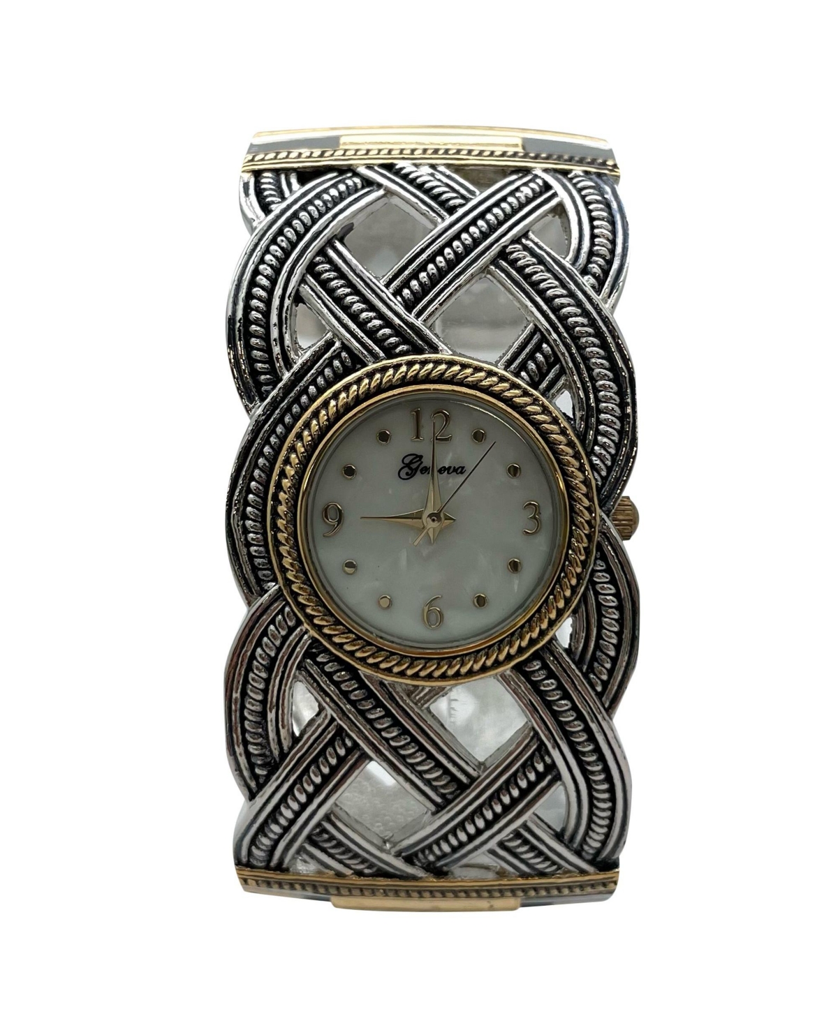 Olivia Pratt Braided Details Elegant Bangle Women Watch, Two Tone