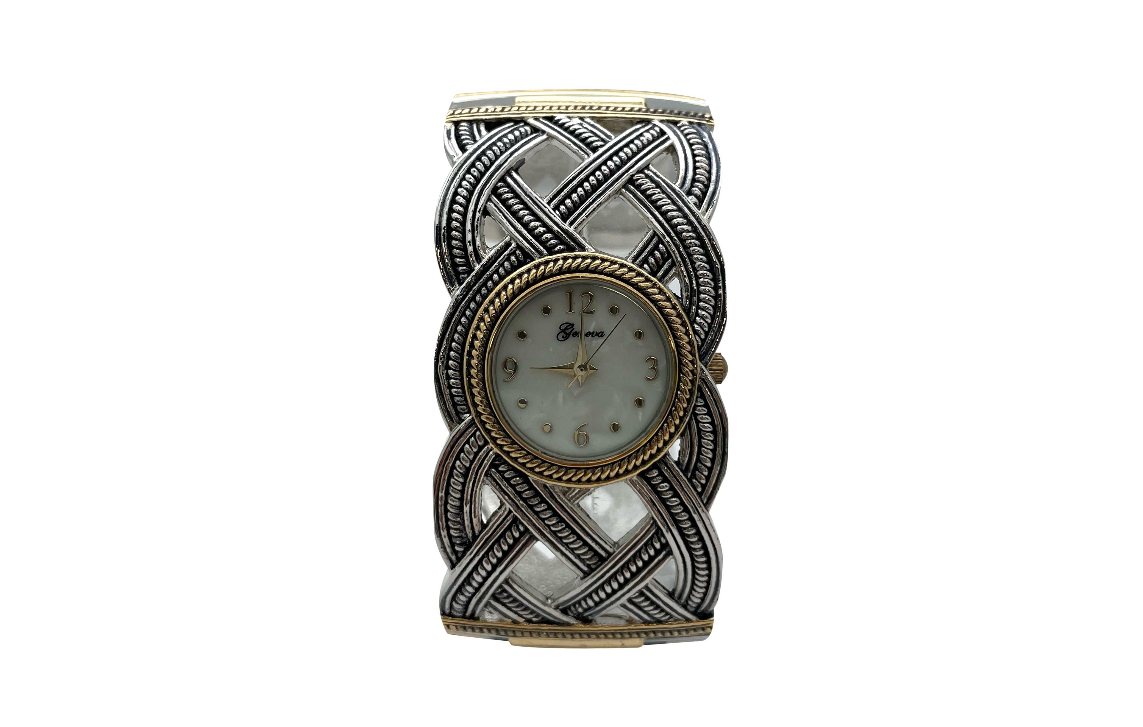 Olivia Pratt Braided Details Elegant Bangle Women Watch, Two Tone