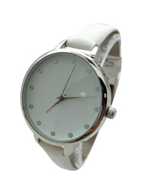 Solid Vibrant Color Everyday Faux Leather Women Watch, White