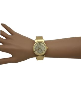 Stainless Steel Crystal Detail Bangle Watch - Gold