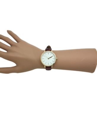 Red Snake Print Leather Strap Watch