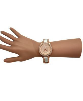 White Rose Gold Rhinestones Dial Women Watch