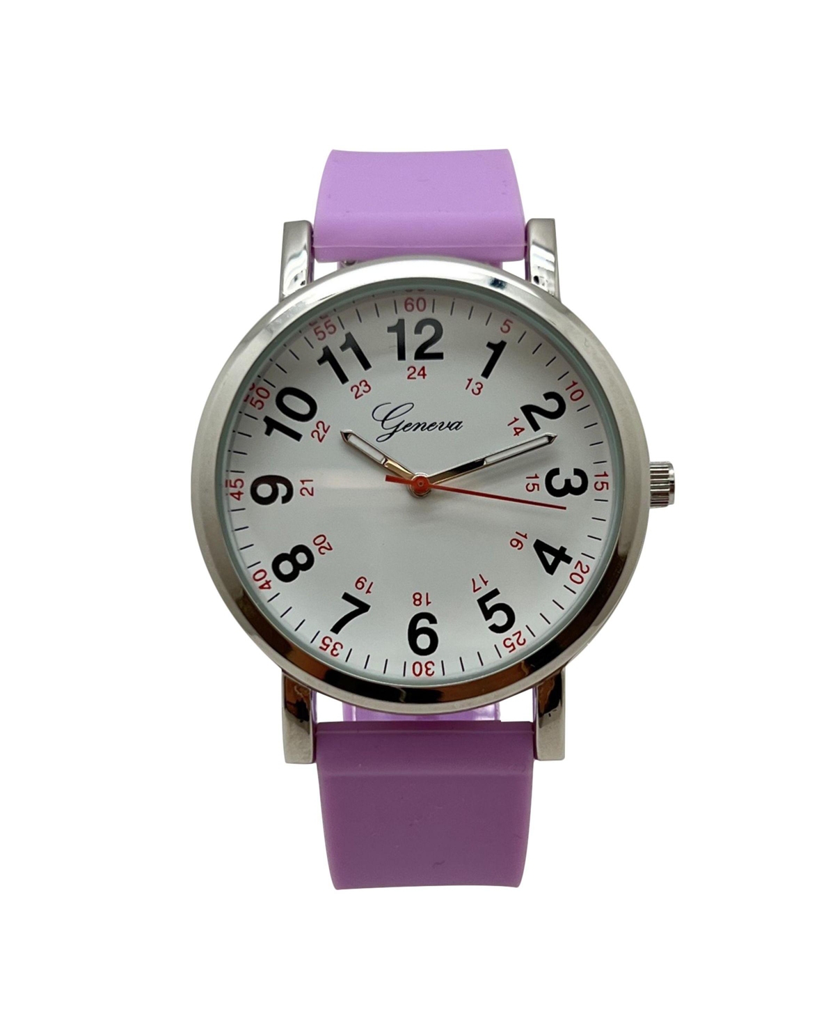 Olivia Pratt Lavender Bold Numbers and Casual Silicone Band Women Watch