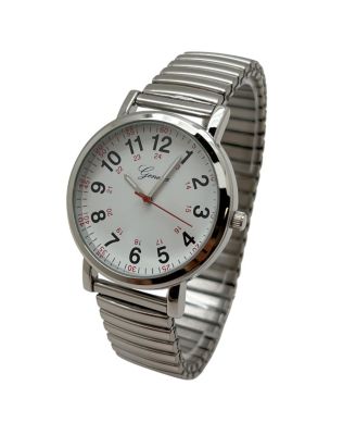 Silver Bold Numbers and Casual Stretch Band Women Watch