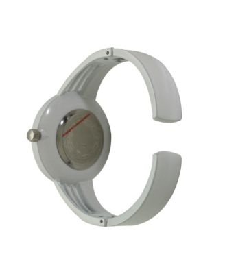 White Modern Stripped Design Bangle Watch