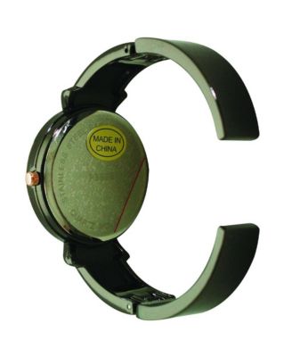 Gunmetal Rose Gold Elegant Emerald Rhinestone Solid Metal Bangle Watch