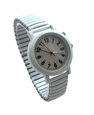 White Stretch Band Easy Read Nurse Watch with Second Hand Women Watch