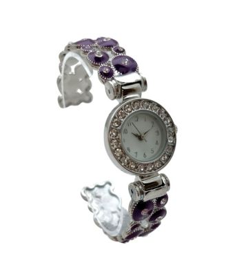 Purple Silver Colorful Round Shapes Band Bangle Women Watch
