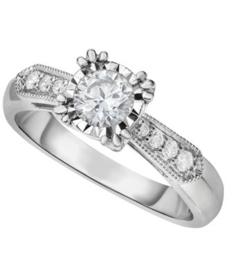 Diamond Vintage-Like Fishtail Prong Engagement Ring (5/8 ct. t.w.) in 14k White Gold