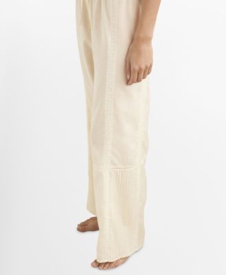 Women's Drawstring Cotton Lace Pajama Pants