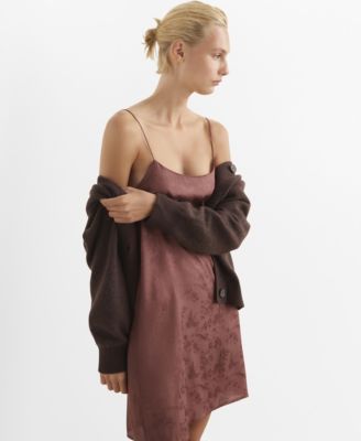 MANGO - Women's Jacquard Satin Nightdress