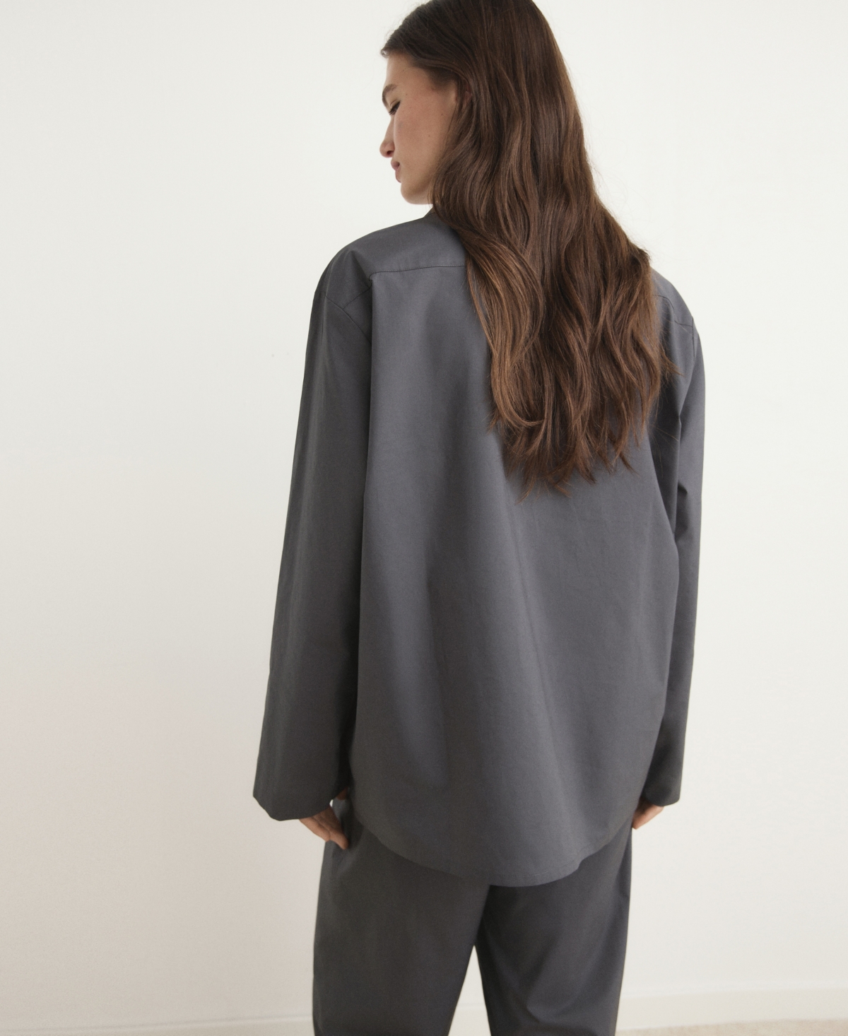 Mango Women's Poplin Pajama Shirt In Gray