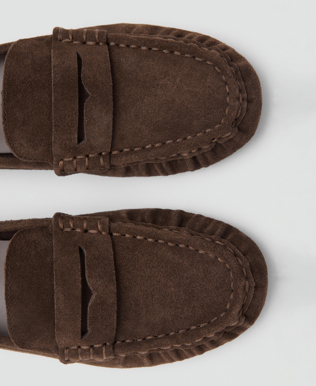 Mango Women's Ruched Toe Suede Shoes In Brown