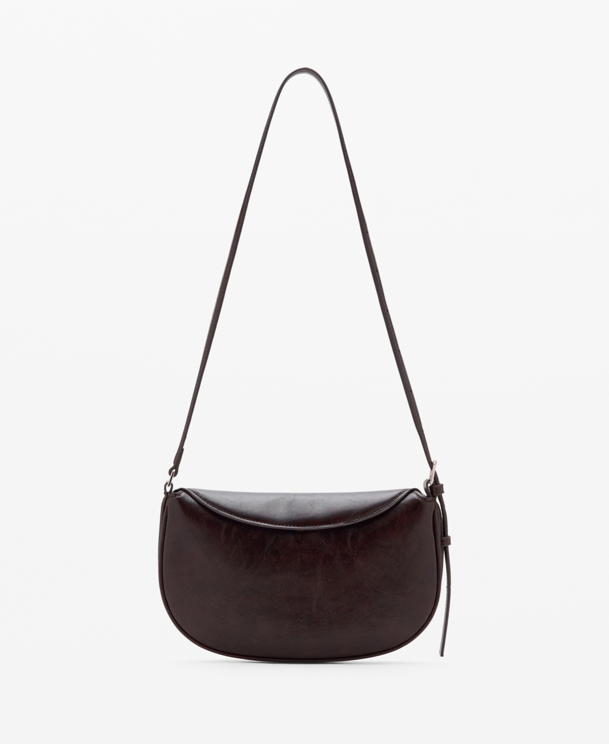 Mango Oval Flap Faux Leather Crossbody Bag In Brown