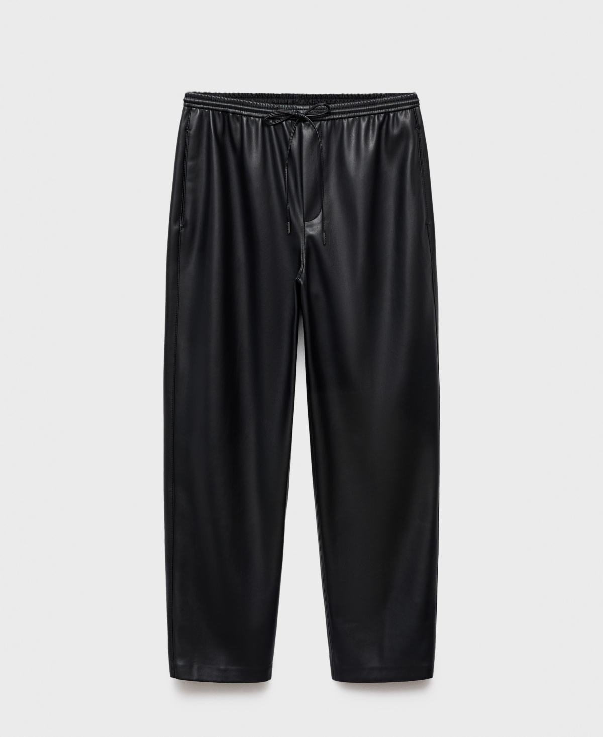 Mango Faux Leather Drawstring Pants In Black