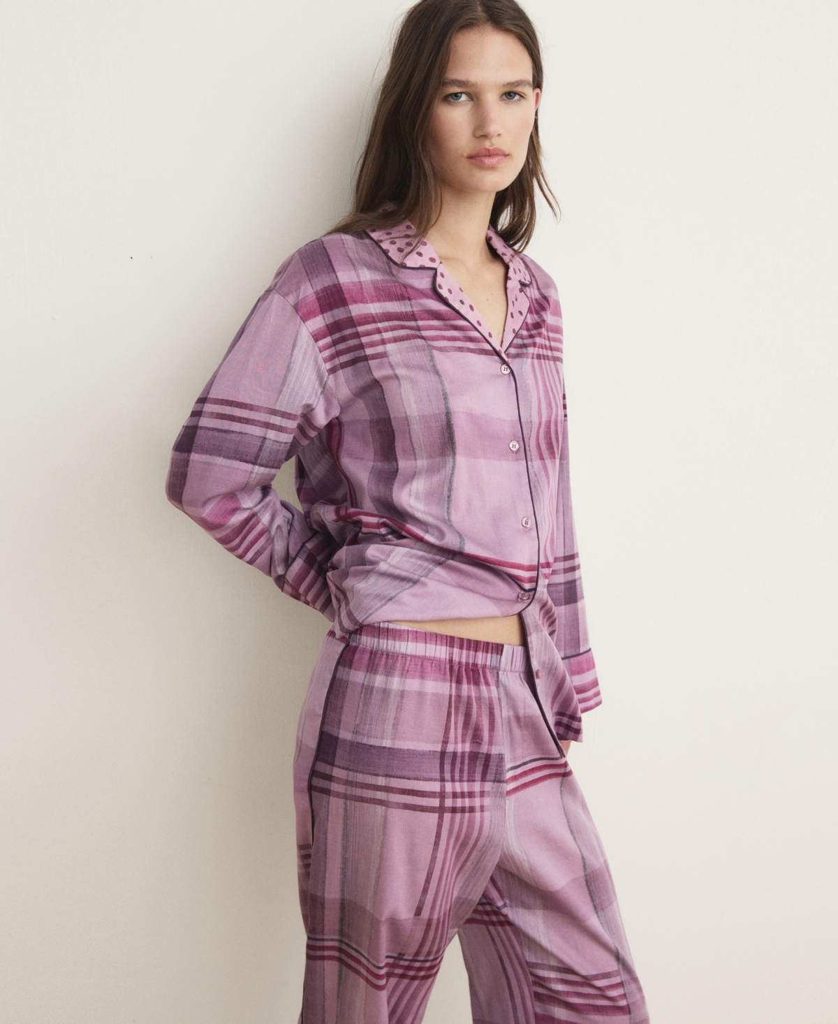 Mango Print Pajama Pants In Purple