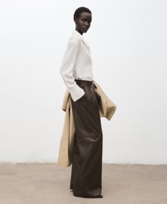 Women's Leather-Effect Wide Leg Pants