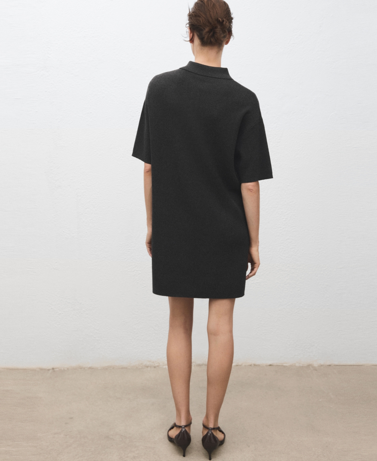 Mango Polo Dress In Black