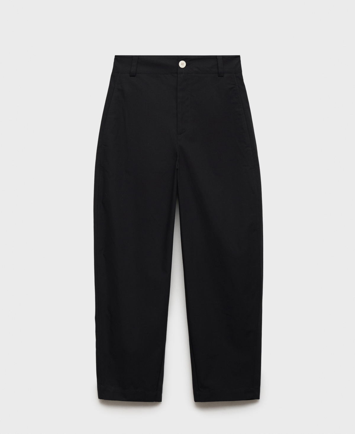 Mango High Waist Ankle Barrel Leg Pants In Black