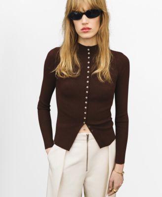 MANGO - Women's Fine Rib Knit Cardigan