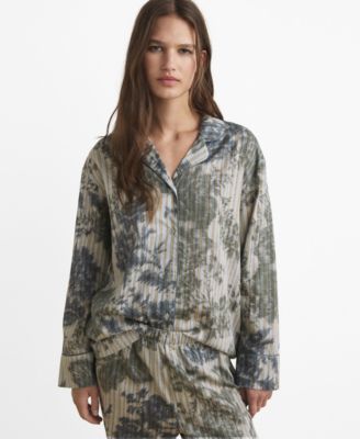 Women's Blurred Print Pajama Shirt