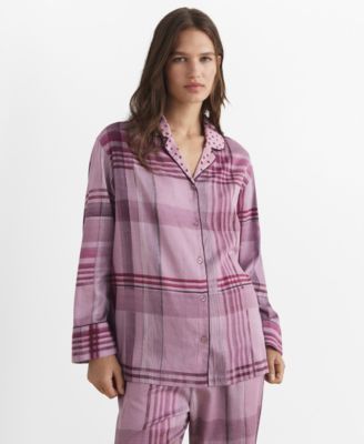 Women's Piping Detail Printed Pajama Shirt