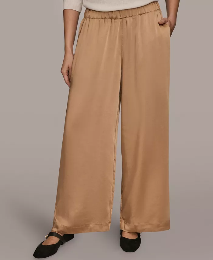 Women's Pull-On Satin Mid Rise Wide Leg Pants - thumbnail 6