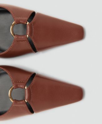 Women's Ring Detail Leather Heeled Shoes