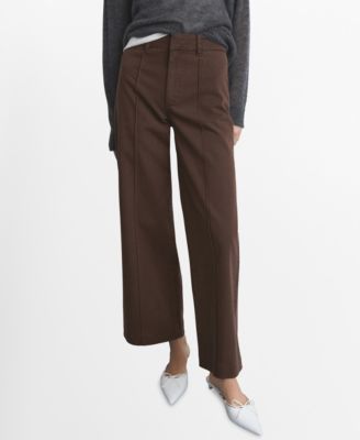 MANGO - Women's Seams Detail High-Waist Wide Leg Jeans