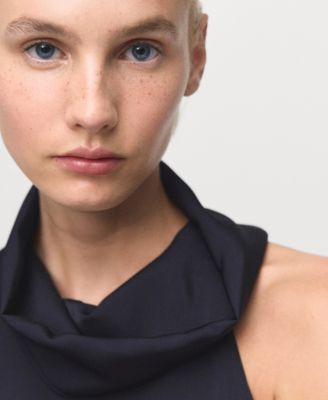 Women's Slit Draped Neck Dress