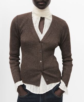 MANGO - Women's Ribbed Knitted Cardigan