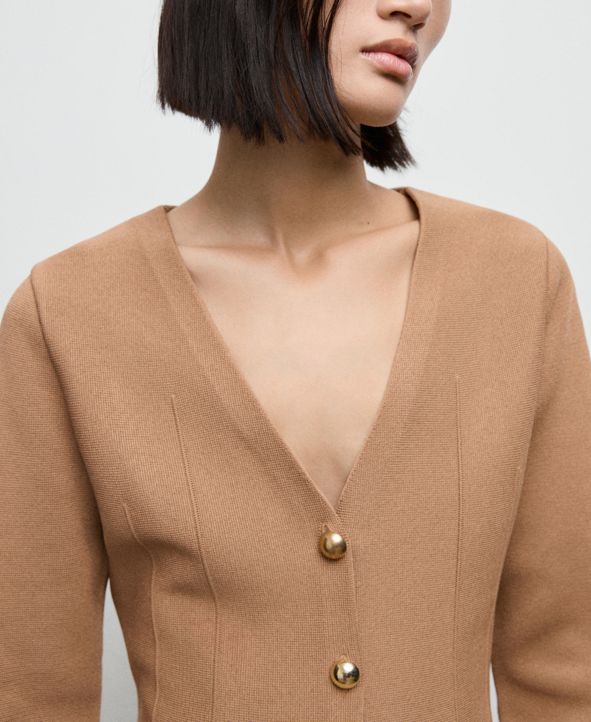 Mango Tona Sweater Jacket In Brown
