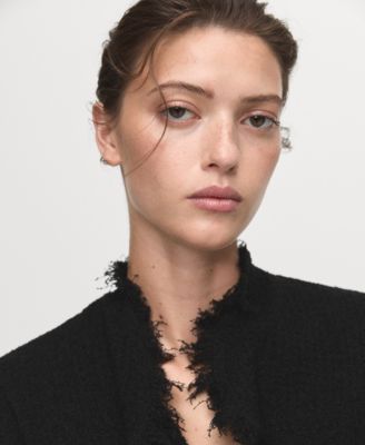 Women's Frayed Trim Crossover Top