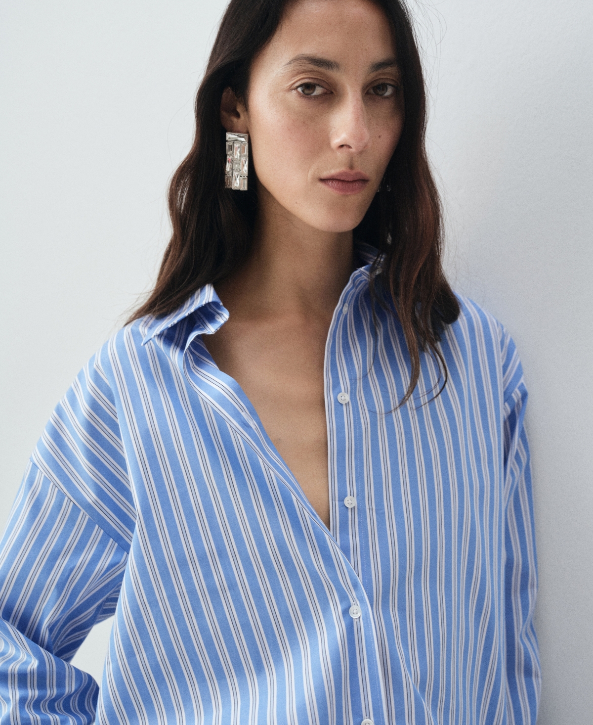 Mango Women's Cotton Striped Shirt In Blue