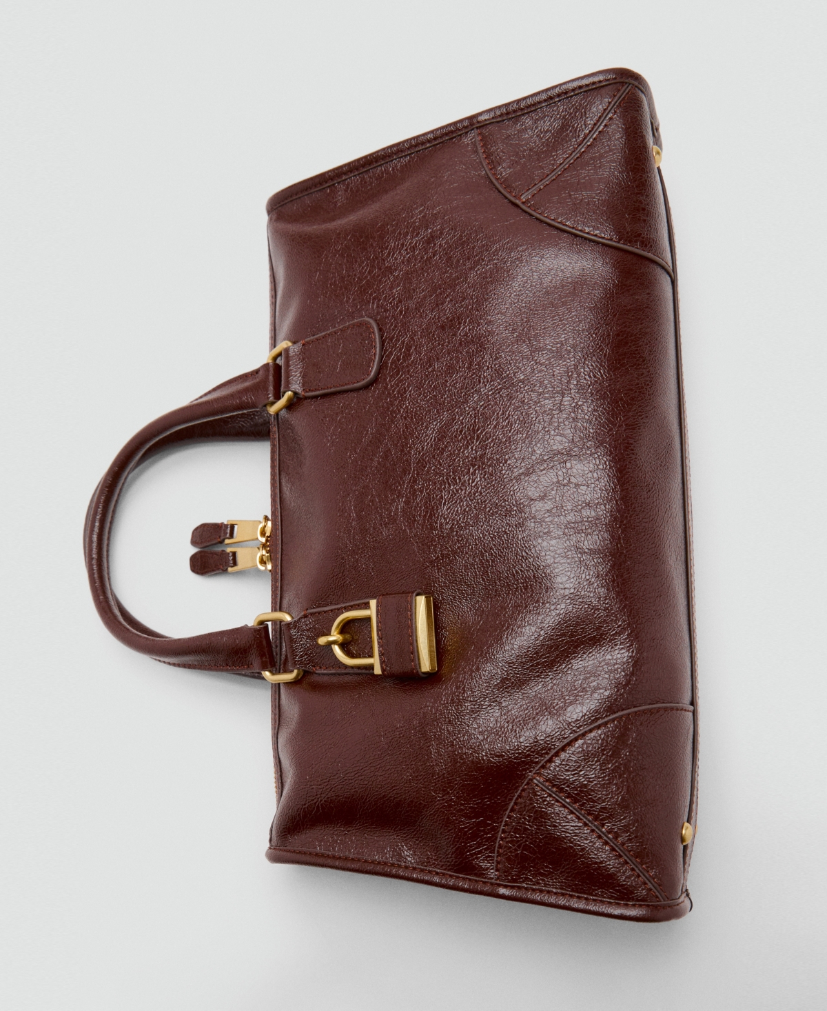 Mango Faux Leather Satchel In Brown