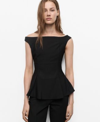 MANGO - Women's Strapless Peplum Top