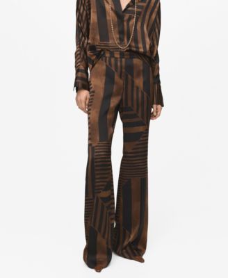 MANGO - Women's Satin Striped Pants