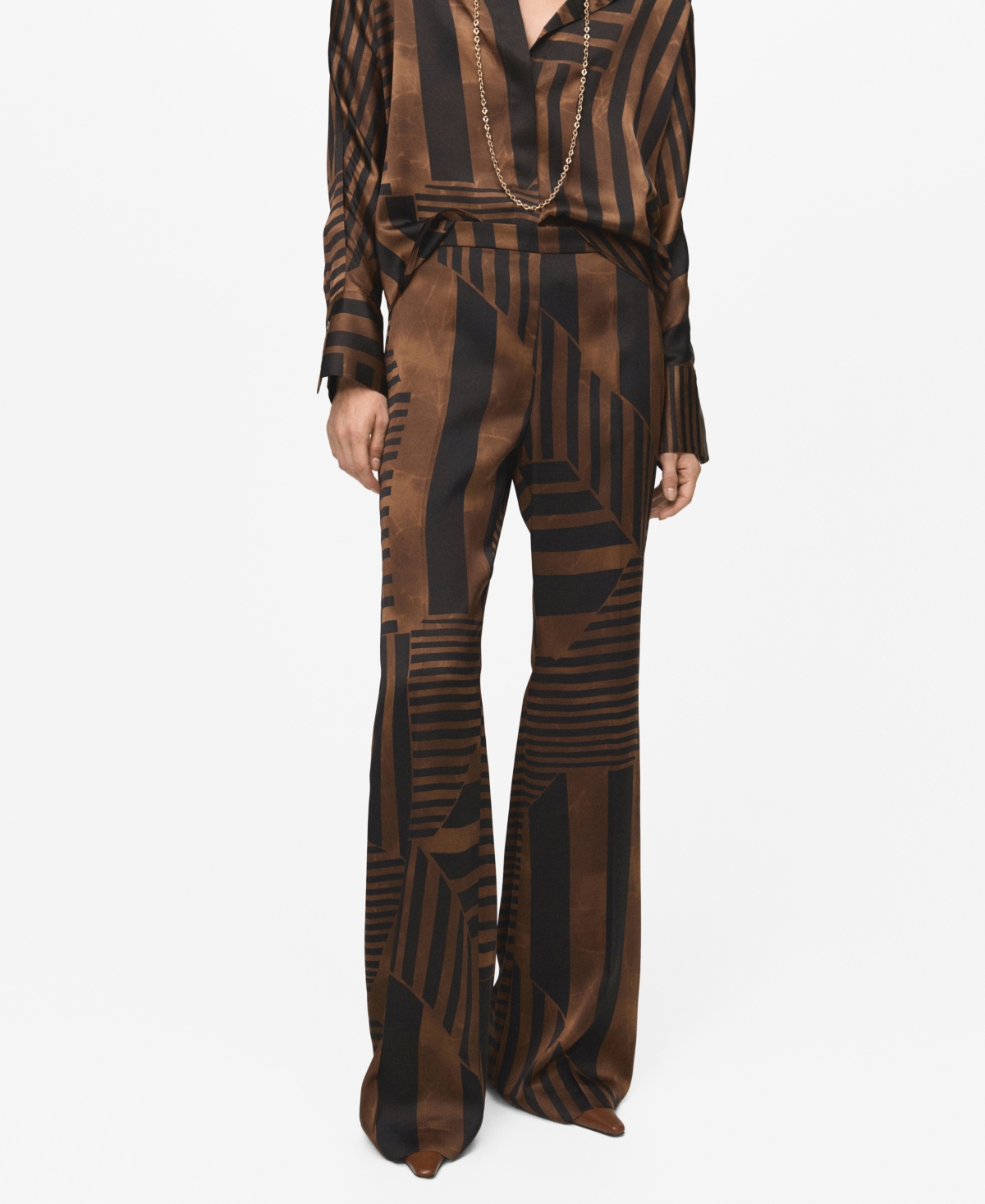 Mango Women's Satin Striped Pants
