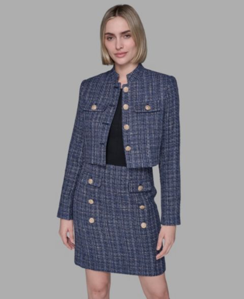 Женские куртки KARL LAGERFELD PARIS Women's Muti Textured Tweed Jacket