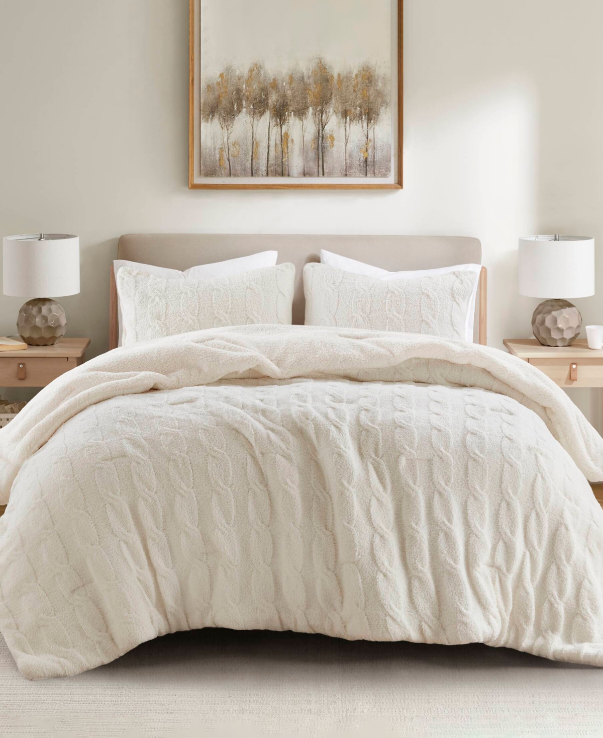 Madison Park Riordan Waffle Knit Chenille 3-pc. Comforter Set, Full/queen In Neutral