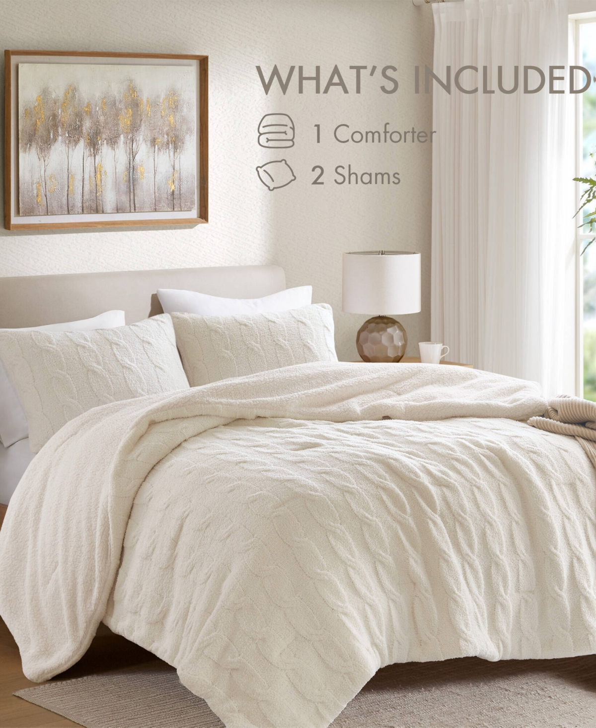 Madison Park Riordan Waffle Knit Chenille 3-pc. Comforter Set, Full/queen In Neutral
