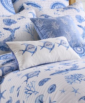 Batik Ocean Embroidered Decorative Pillow, 12" x 24"