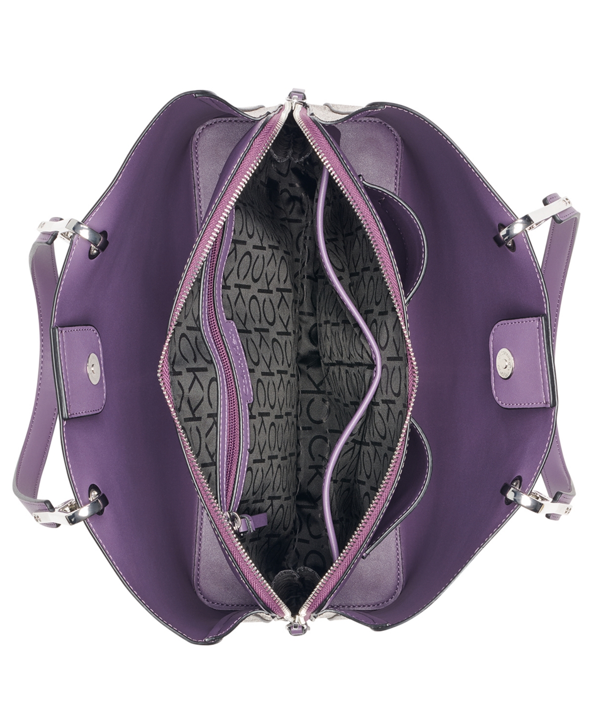 Calvin Klein Garnet Signature Triple Compartment Top Zipper Tote In Brown