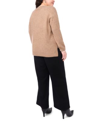 Plus Size V-Neck Side Slit Sweater