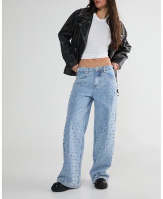 Women's Studded Straight Leg Denim Jeans