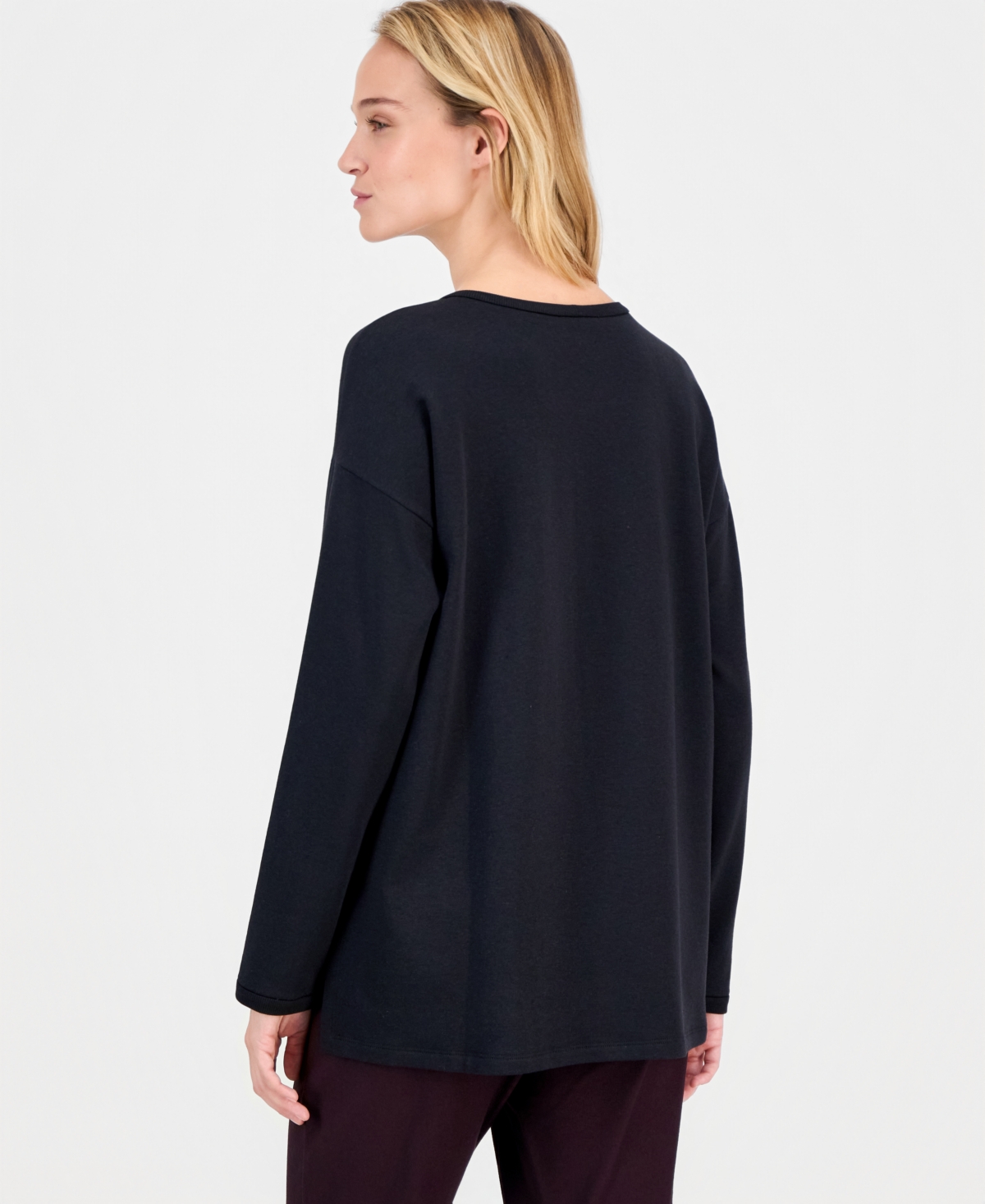 Eileen Fisher Women's Long-Sleeve Round-Neck Top