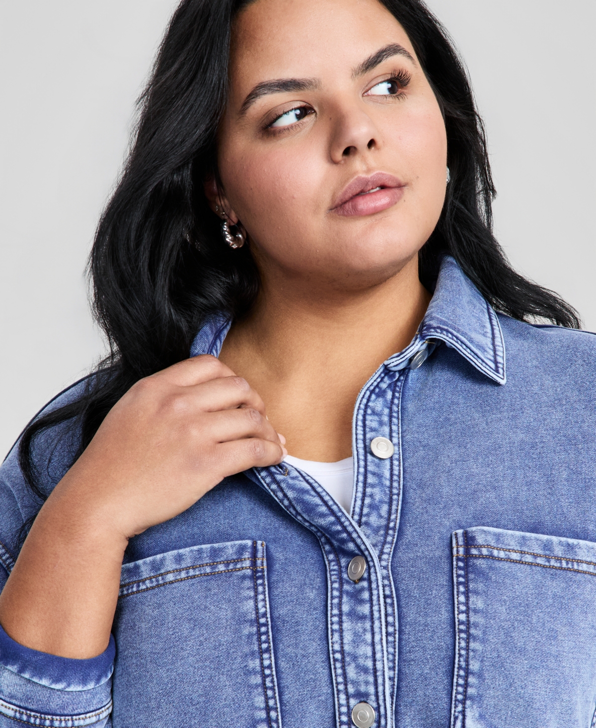 And Now This Trendy Plus French Terry Button-Front Shacket, Macy's Exclusive