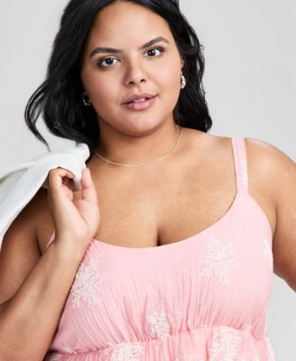 Trendy Plus Embroidered High-Low Maxi Dress, Macy's Exclusive