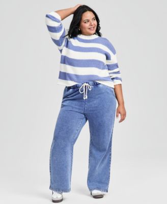 Trendy Plus Striped Crewneck Sweater, Macy's Exclusive