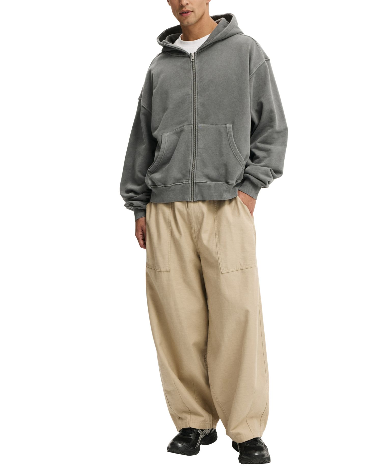 Men's Cropped Zip Up Hoodie